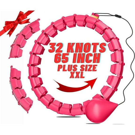 65inch 32 Knots Plus Size Quiet Weighted Hula Infinity Fitness Detachable Hoops, Smart Noiseless Infinity Hula for Women, 2 in 1 Waist and Abdominal Workout Equipment at Home