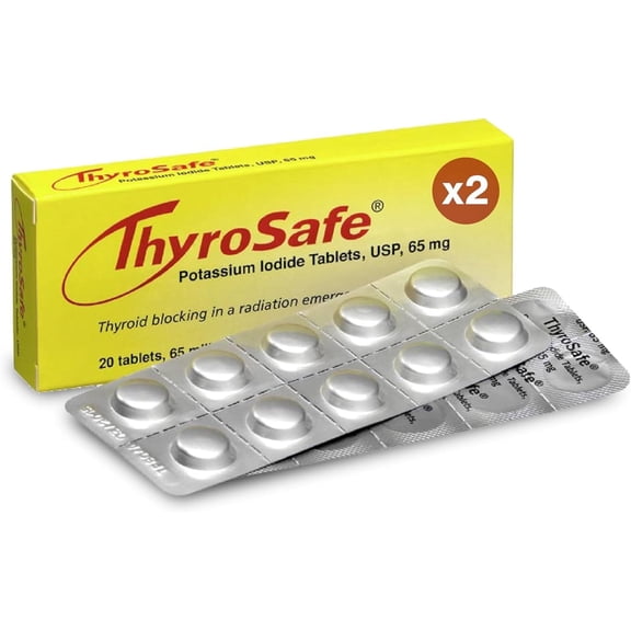 ThyroSafe Potassium Iodide Tablets 65mg USP, 40 Count  Nuclear Radiation Defense for Children & Teens