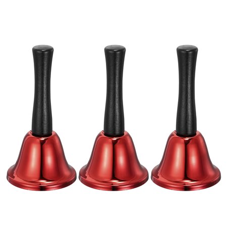 65mm(2.56") Dia. Hand Bell Steel Electroplating Red 3 Pack