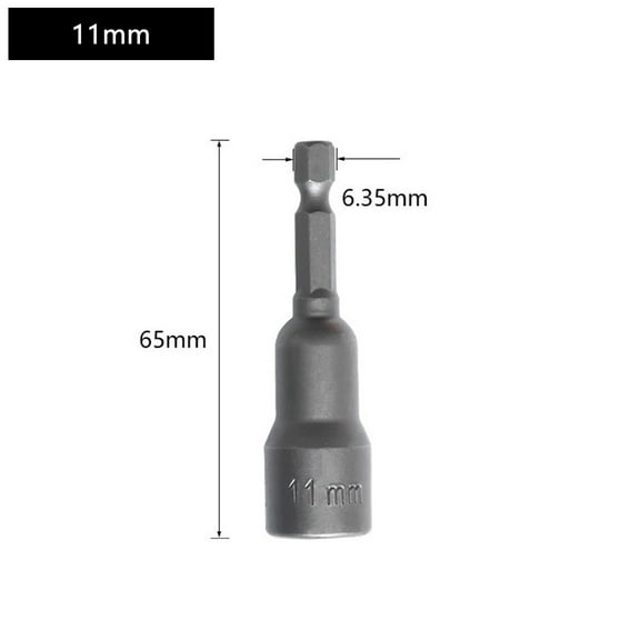 65mm Long 5.5-19mm Hexagon Nut Driver Drill Bit Socket Wrench Extension Sleeve For Power Tool Accessories, 11mm, Power Tool Attachments