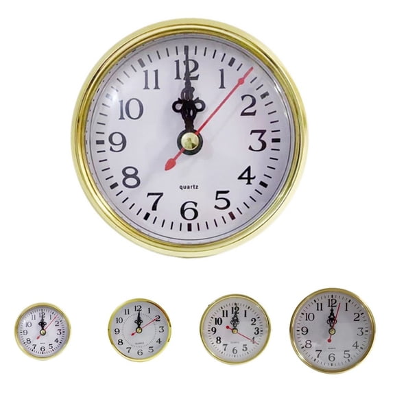 65mm Quartz Movement Clock Fit-up/Insert with Gold Trim and Arabic Numeral, White Face