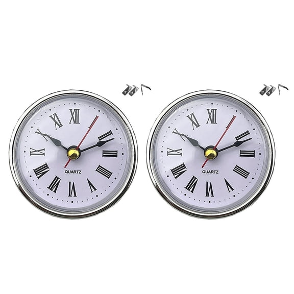 65mm Round Clock Insert White Face with Golden or Silver Trim for Table Clocks and Crafts