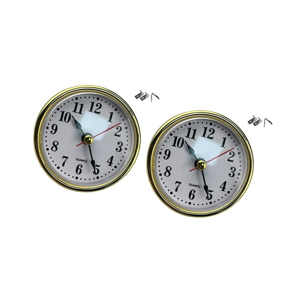 65mm Round Clock Insert White Face with Golden or Silver Trim for Table Clocks and