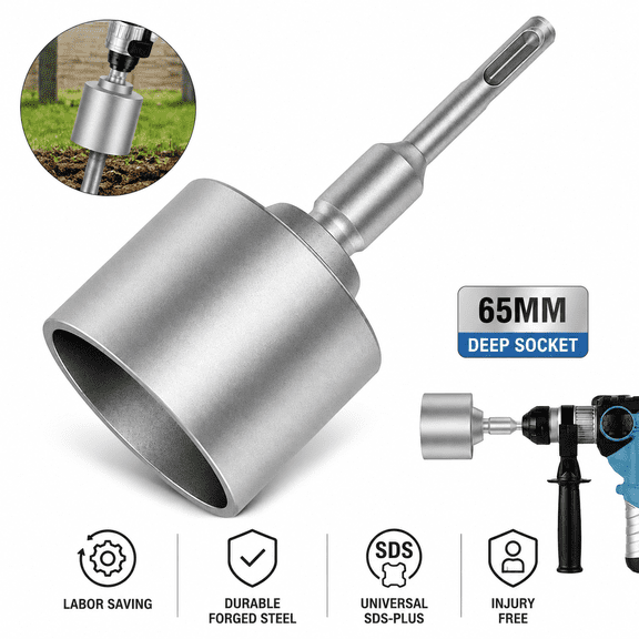 65mm SDS-Plus Ground Rod Driver, 2.56 Inch Post and Stake Driving Tool