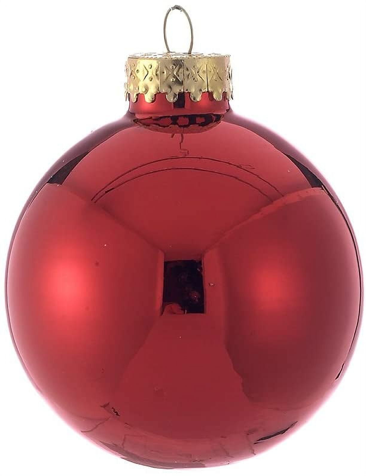Shiny Red Glass Christmas Ball Ornaments Set of 6