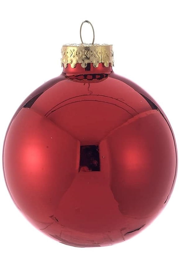 65mm Shiny Red Glass Ball Ornaments, 6-Piece Box Set