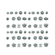 65pcs Vintage Small Tibetan Silver Alloy Spacer Beads Mixed Pendants Beads Charms for Jewelry Making Art Craft Silver, Mixed Style