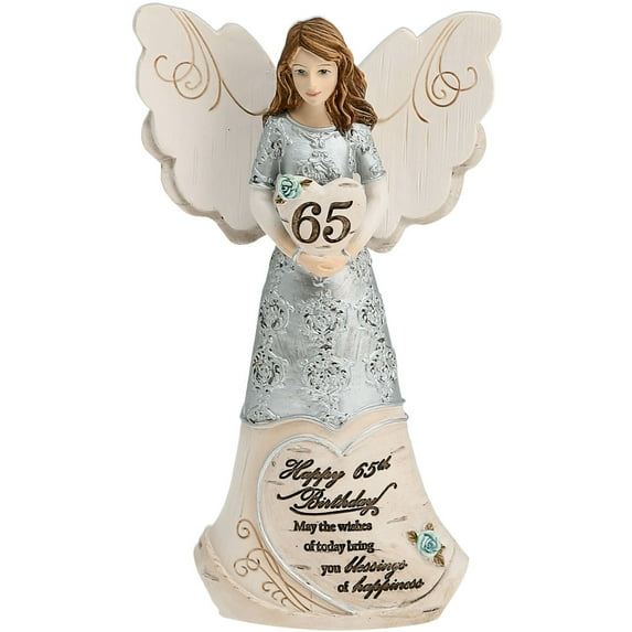 65th Birthday - 6" Angel Holding a Heart