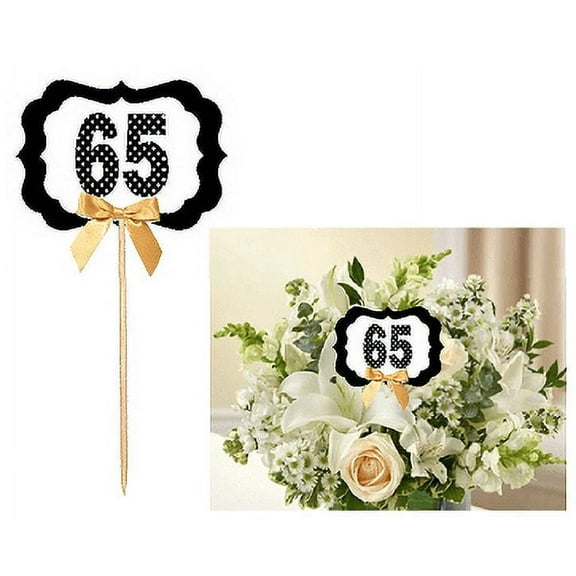 65th Birthday / Anniversary Table Decoration Party Centerpiece Pick - Set of 6