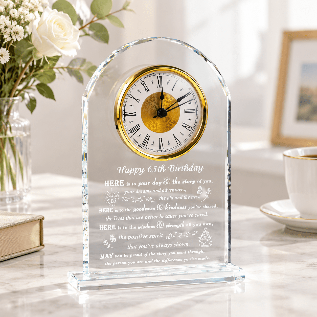 65th Birthday Crystal Clock, Personalized 1961 65 Year Old Decor for ...