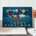 thumbnail image 1 of 65th Birthday Cutting Board, Special Day for 65 Years Old Surprise Balloons in Colorful Design, Decorative Tempered Glass Cutting and Serving Board, Large Size, Multicolor, by Ambesonne, 1 of 5