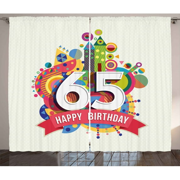 Ambesonne Colorful Curtains 2 Panel Set, Festive Candles and Word, 108" x 84", Multicolor