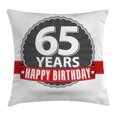 thumbnail image 1 of 65th Birthday Decorations Throw Pillow Cushion Cover, Classical Vintage Emblem with Sixty Five Years Icon Happiness, Decorative Square Accent Pillow Case, 24 X 24 Inches, Red Grey White, by Ambesonne, 1 of 2