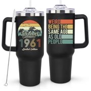 65th Birthday Gifts for Men Women, Vintage 1961 65th Birthday Decorations for Him Her, Turning 65 Year Old Gifts Ideas for Man, Woman, Mom, Dad, Wife, Husband - 40 Oz Tumbler Cup
