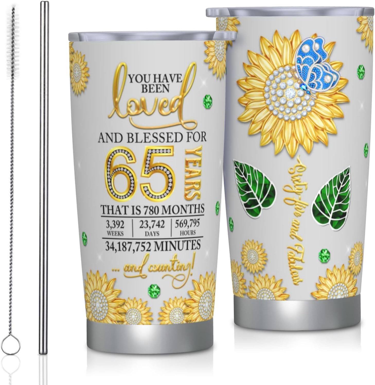 65th Birthday Gifts for Women, Gifts for 65 Year Old Woman Tumbler 20oz ...