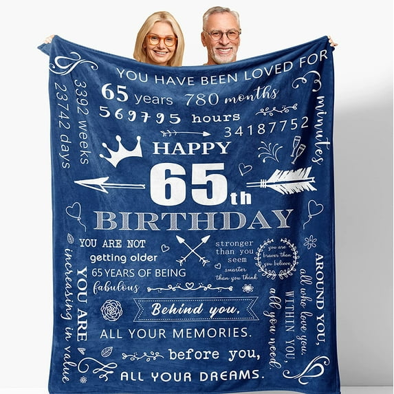 65th Birthday Gifts for Women, 65th Birthday Gifts for Men, 65th Birthday Decorations, 65th Birthday Decorations Men, Gifts for 65 Year Old Woman, Happy 65 Birthday Throw Blankets 50"X60"