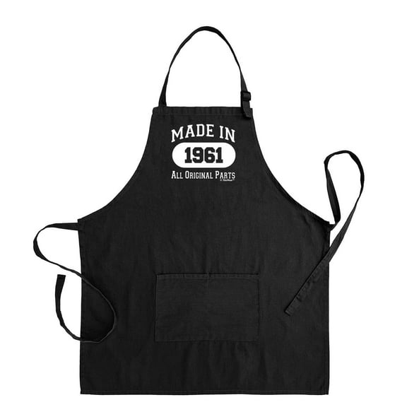 65th Birthday Gifts Made In 1961 All Original Parts Two Pocket Adjustable Bib Apron Black WAPN-0313