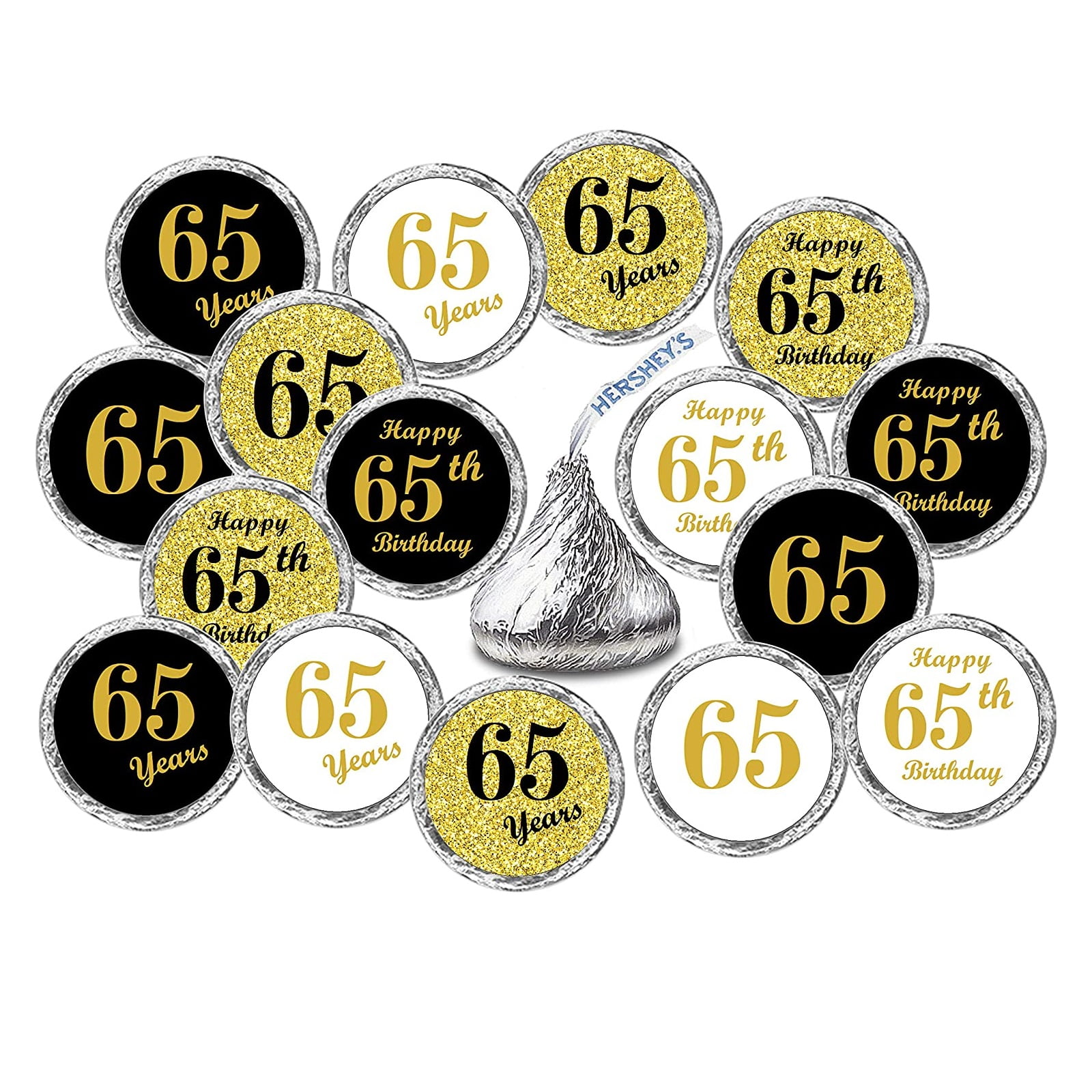 65th Birthday Kisses Stickers, (Set of 324) Chocolate Drops Labels ...