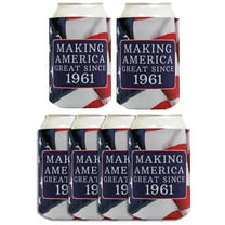65th Birthday Party Adult Favors Making America Great Since 1961 6-pack Can Coolies Drink Coolers