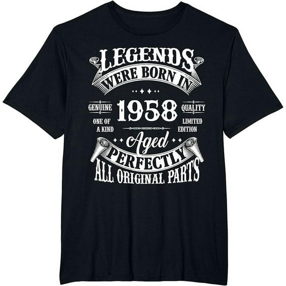 65th Birthday Tee Vintage Legends Born In 1958 65 Years Old T-Shirt
