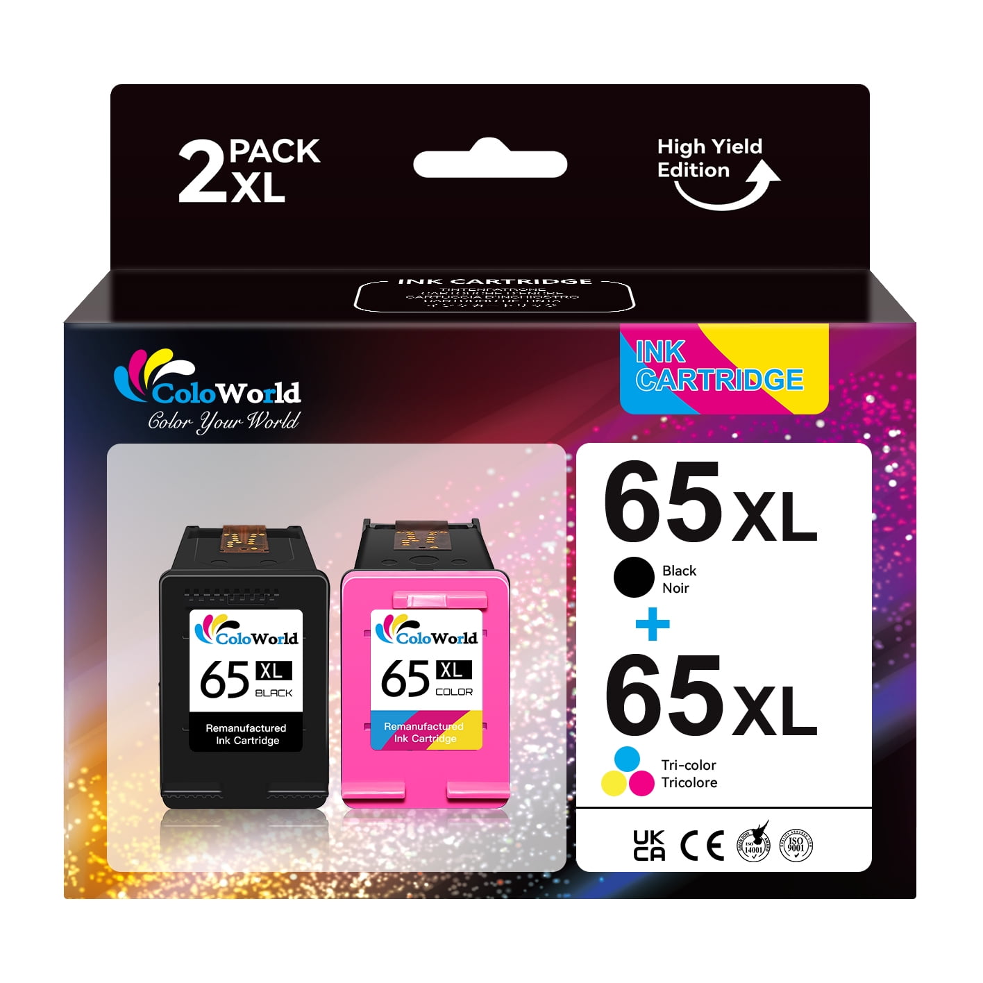 65xl Ink for HP 65 Ink Cartridges, for HP 65XL Printer Ink Fit for HP Deskjet 2255 2621 2622