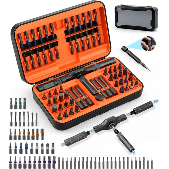 66 in 1 Magnetic Ratchet Screwdriver Set, Professional S2 Steel Precision Tool Kit with Magnet Case, Ratcheting Driver for Furniture Assembly, Electronics,Laptop Repair, DIY Enthusiasts, Men Dad Gift