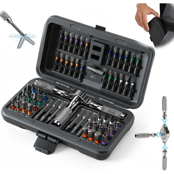 66 in 1 Magnetic Screwdriver Set, Ratchet Screwdriver Sets with S2 Steel Bits & Detachable T Handle, Portable Multi Tool Set for Home, Electronics, DIY Projects - Gift for Men