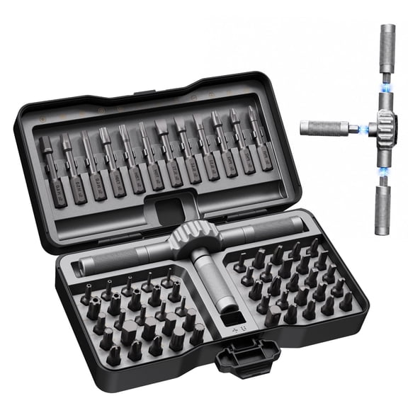 MQHOOB 64-in-1 Magnetic Ratchet Screwdriver Kit, S2 Steel Bits, Flexible Shaft, DIY Tool for Furniture, Electronics, Bike & Precision Repair