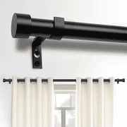 66"-120"Curtain Rods, 1 inch Diameter Window Curtain Rod Set, Heavy Duty Curtain Rods with Aluminium Finials,Black