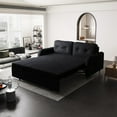 thumbnail image 1 of 66.2" Queen Pull Out Sofa Bed, Hydraulic System Convertible Sleeper Sofa with Storage and 2 Soft Pillows, Tufted Button Upholstered Couch,Multi-Functional Velvet Loveseat Bed,Black, 1 of 9