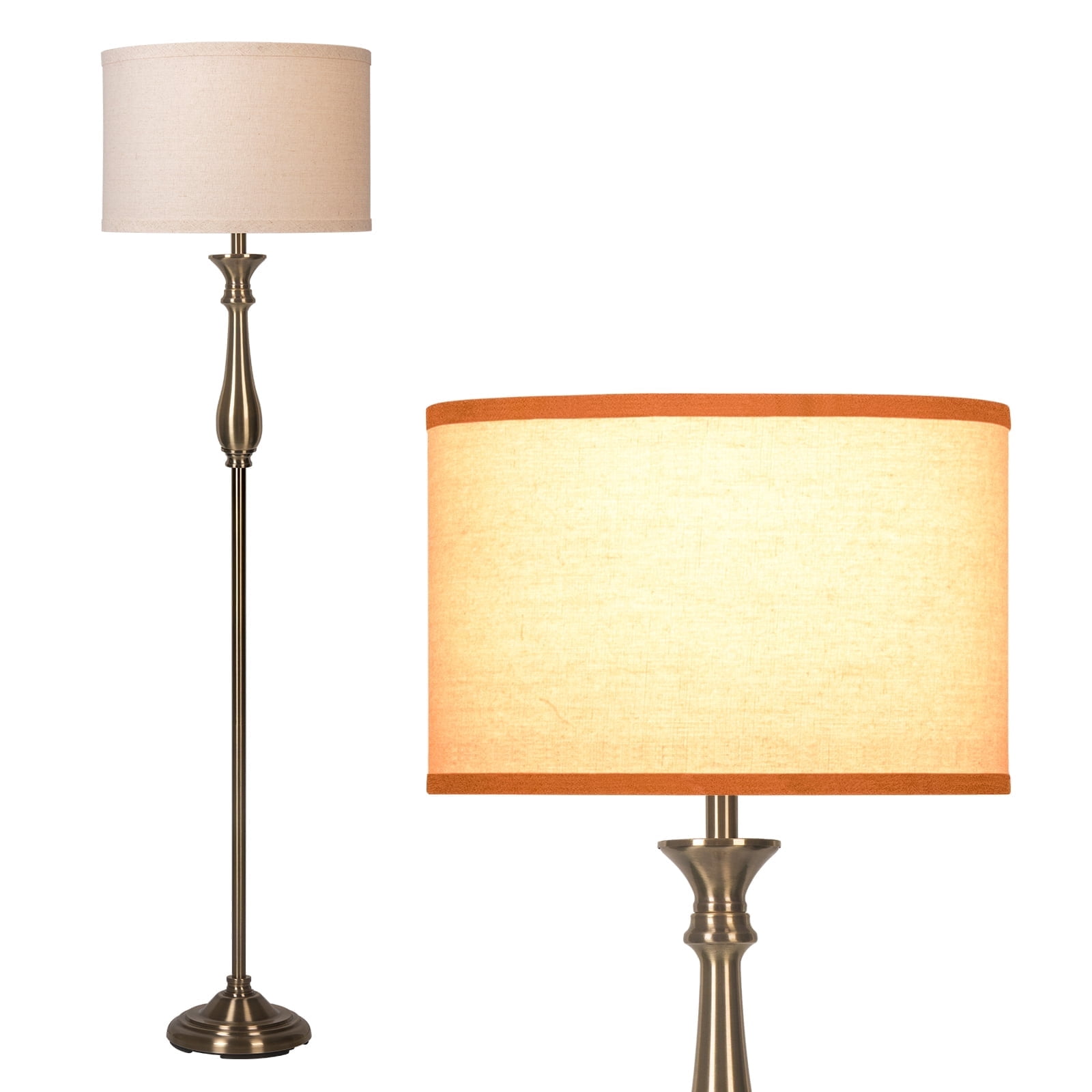HonoDing Traditional Floor Lamp Classic Standing Lamp  Fabric Shade Rustic Upright Floor Lights Vintage Elegant(Bronze)