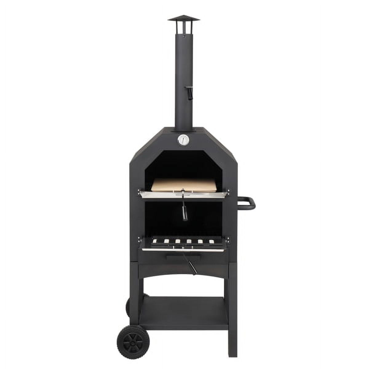 6657158cm Freestanding With Chimney With Wheels With Pizza Stone And Pizza Spatula Charcoal 0073