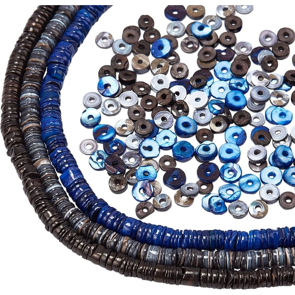 About 66~81 Pcs 3 Colors Shell Heishi Beads Flat Round Thin Seashell Beads Dyed Disc Shells Bead Strand for DIY Bracelet Necklace Jewelry Hole 1.4mm Mixed Color