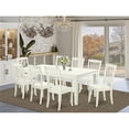 thumbnail image 1 of 66-84 in. Logan Rectangular Table with 18 in. Leaf & 8 Vertical Slatted Chairs - Linen White, 9 Piece, 1 of 1