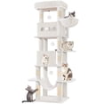 thumbnail image 1 of Hzuaneri Cat Tree, 66.9‑inch Tall Multi‑Level Indoor Cat Tower with Large Platforms, Cozy Condos, Big Hammock & Toy Balls, White, 1 of 8