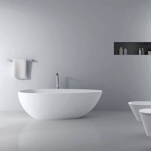 AVAXA 66.9'' Freestanding Solid Surface Soaking Tub for Modern Bathrooms