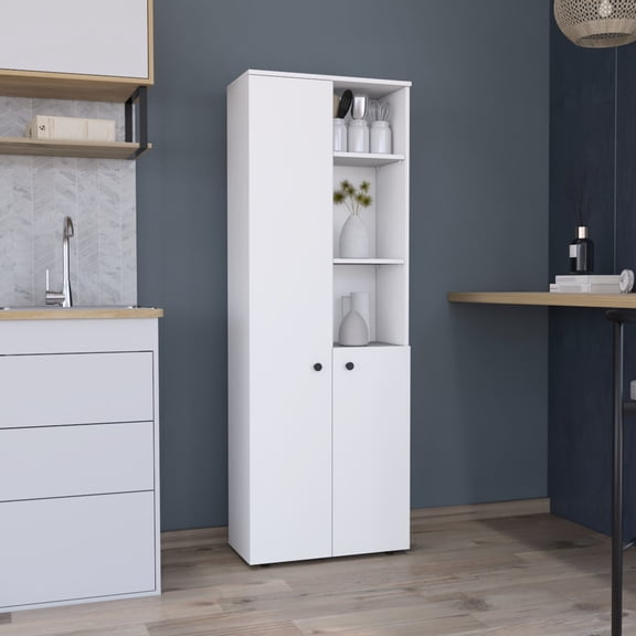 66.9" Height, Laminated Material, Two Colors - Exterior Shelves Storage - Kitchen Use / Makes Kitchen Neat