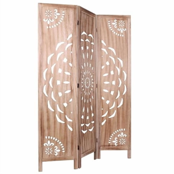 66.9 Inch Boho-Styled 3-Panel Wood Room Divider