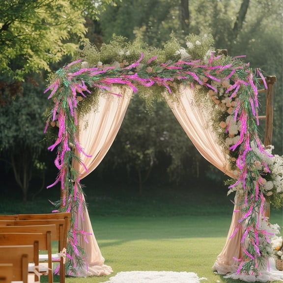 66.9 Inch Christmas Artificial Leaf Rattan Hanging Garland - Red Yellow Green Purple Plastic Vine for Indoor Fireplace Party Decor