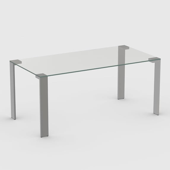 66.9" Modern Clear Glass Dining Table for 6–8 People, Clear Rectangle Tempered Glass Top with Metal Legs, Minimalist Kitchen & Dining Room Table