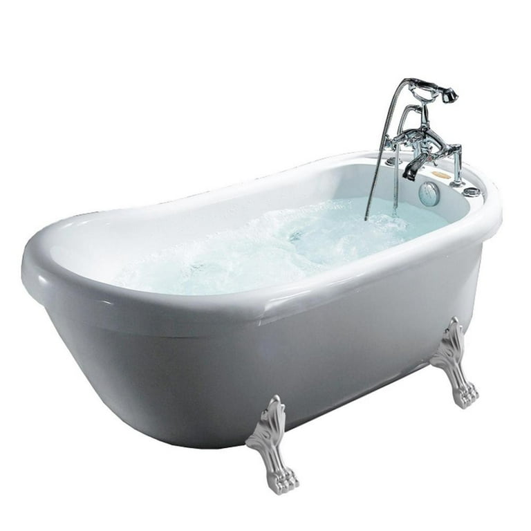 66.9 in. Acrylic Clawfoot Whirlpool Bathtub in White 66.9 in. Acrylic Clawfoot Whirlpool Bathtub in White