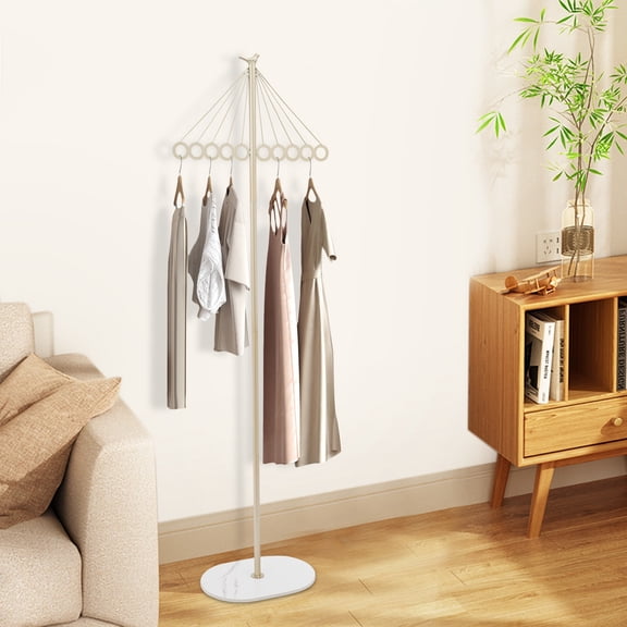 66.92In Umbrella Shape Iron Rock Slab Clothing Rack 10 Hooks 33.07LBS Freestanding Garment Rack