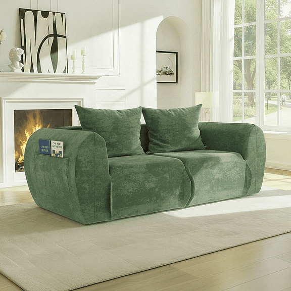 66.93″ Loveseat Boneless Compressed Couch Modular Sectional Cloud Foam Sofa for Living Room