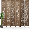 66.9Inch Folding Room Divider 3 Panels Wood Carved Privacy Screens Free