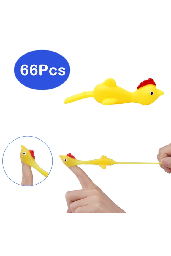 66-Count Bulk Rubber Slingshot Chicken Flinger Stretchy Elastic Flying Finger Fliers