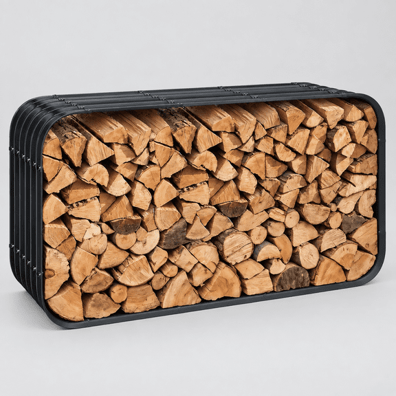 66" Cuboid Metal Sheet Firewood Rack Outdoor or Indoor Use, Black
