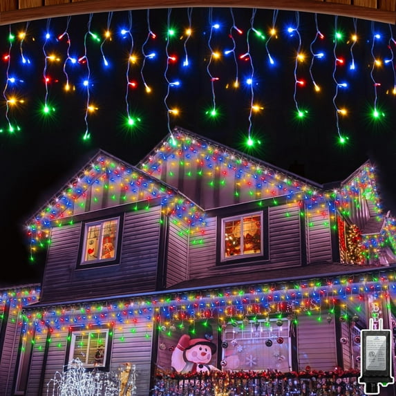 66 FT LED Christmas Lights with 140 Drops, 490 LED Indoor Outdoor Christmas Decorations, 8 Lighting Mode Waterproof Fairy Lights with Timer for Xmas Holiday Wedding Yard Party Multicolor
