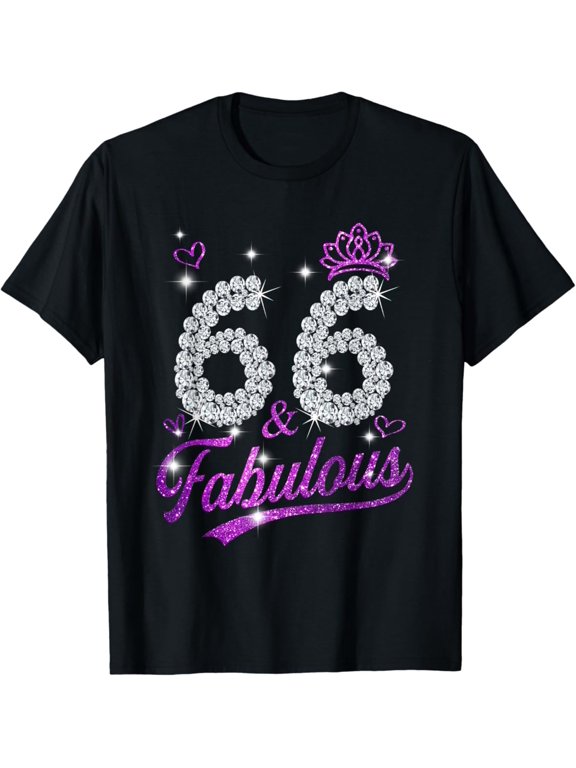 66 & Fabulous 66 Year Old 66Th Birthday Diamond Crown Pink Unisex Men Women T-Shirt S-5XL Best Birthday Gifts