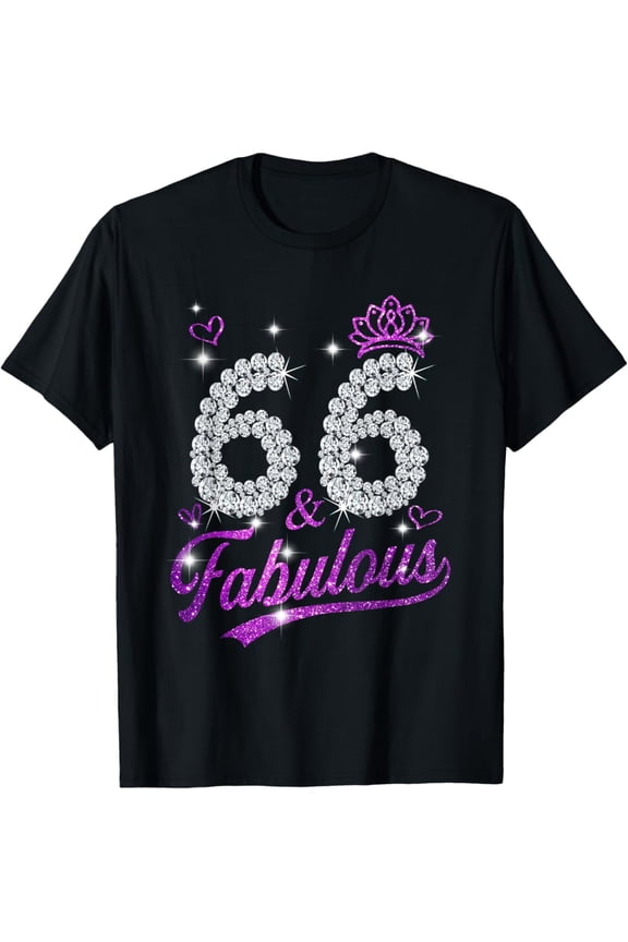 66 & Fabulous 66 Year Old 66Th Birthday Diamond Crown Pink Unisex Men Women T-Shirt S-5Xl - Best Birthday Gifts