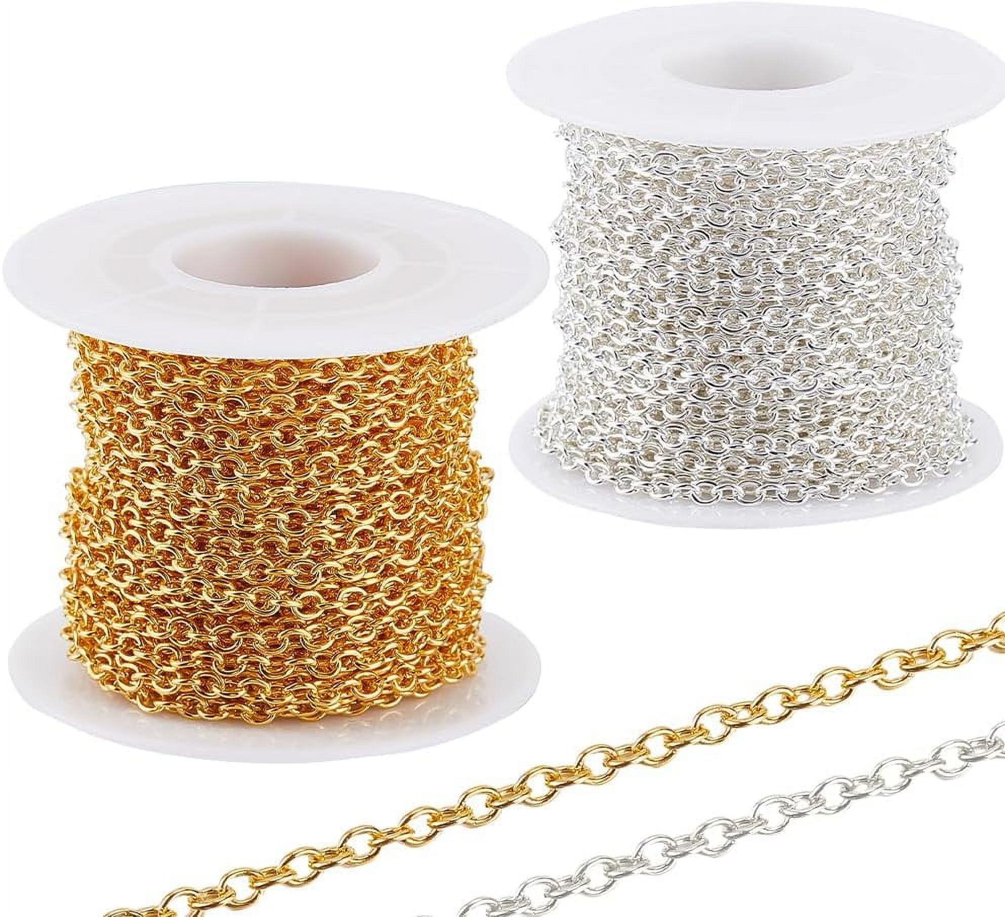 66 Feet/20M 2 Roll Cable Chain Bulk Jewelry Chains Roll with Spool 4 x ...